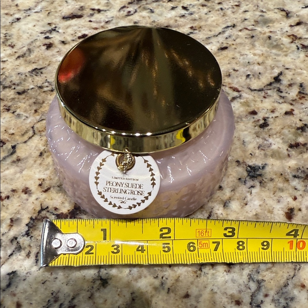 Peony Suede Sterling Rose Scented Candle with Gold Lid—BRAND NEW, NEVER USED! - Picture 6 of 8
